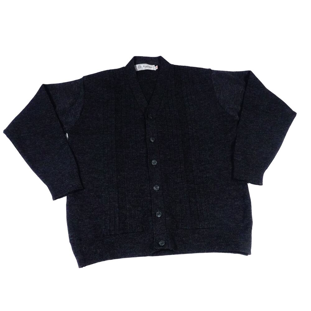 Vintage 80s Companion Pure New Wool Gray Cardigan Sweater Size 40 Men’s Medium